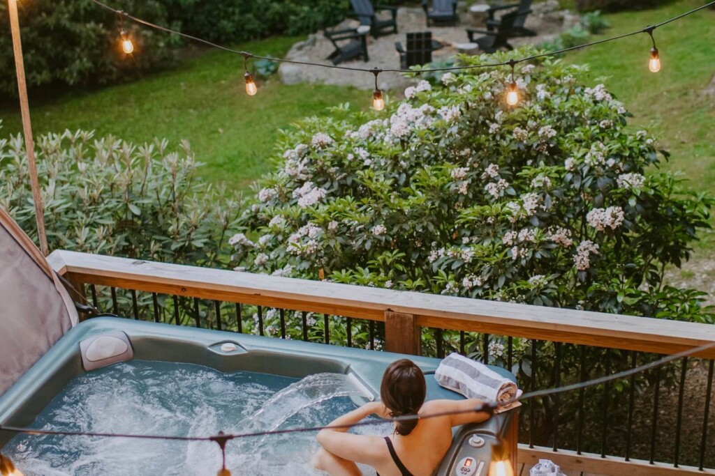 Hot Tub at Hemlock Hill Cabin in Blowing Rock